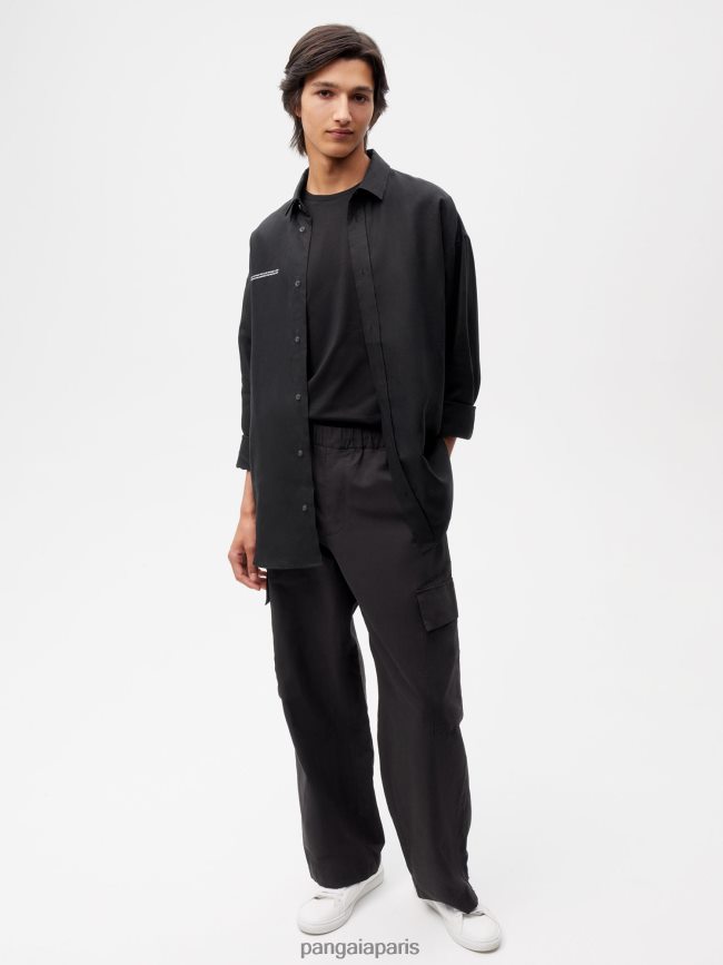 noir Pangaia vêtements femmes DH84F0374 pantalon cargo en coton bio mélangé