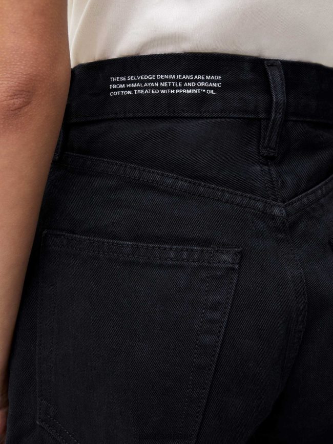 noir Pangaia vêtements femmes DH84F0377 jean taille haute en denim ortie