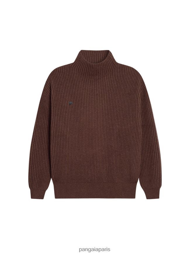 marron Pangaia vêtements femmes DH84F087 entonnoir en cachemire recyclé - pull à col