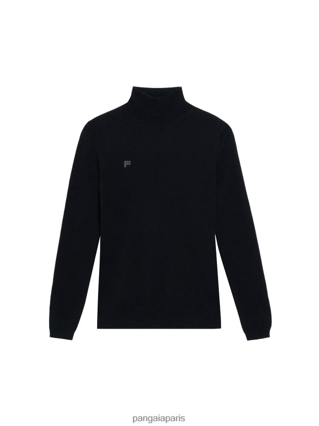 noir Pangaia vêtements femmes DH84F0104 haut ajusté à col roulé en cachemire recyclé