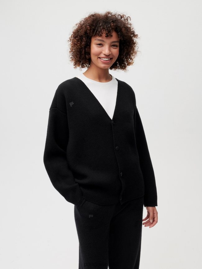 noir Pangaia vêtements femmes DH84F084 cardigan en cachemire recyclé