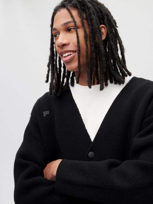 noir Pangaia vêtements femmes DH84F084 cardigan en cachemire recyclé