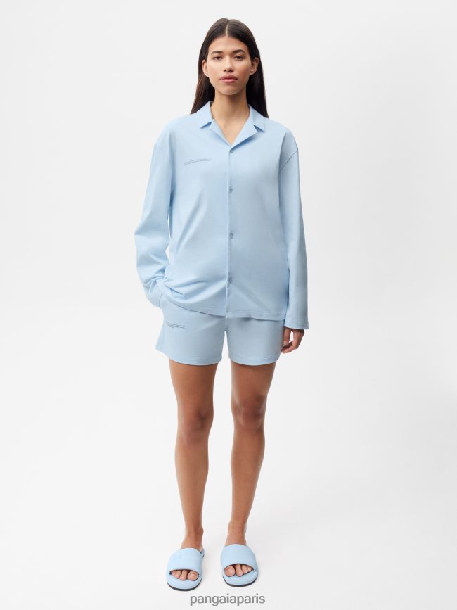 bleu pierre de lune Pangaia vêtements femmes DH84F0436 short ample de pyjama en coton bio
