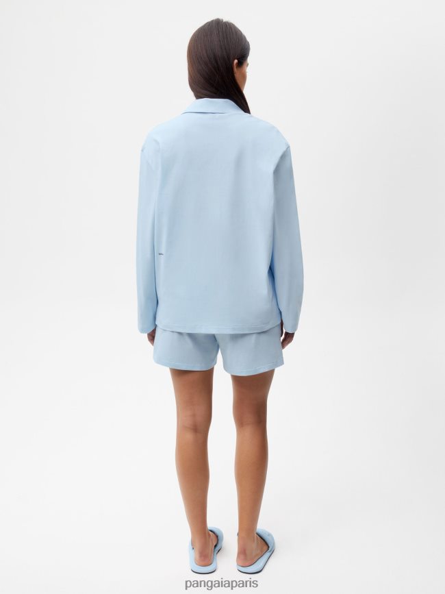 bleu pierre de lune Pangaia vêtements femmes DH84F0436 short ample de pyjama en coton bio
