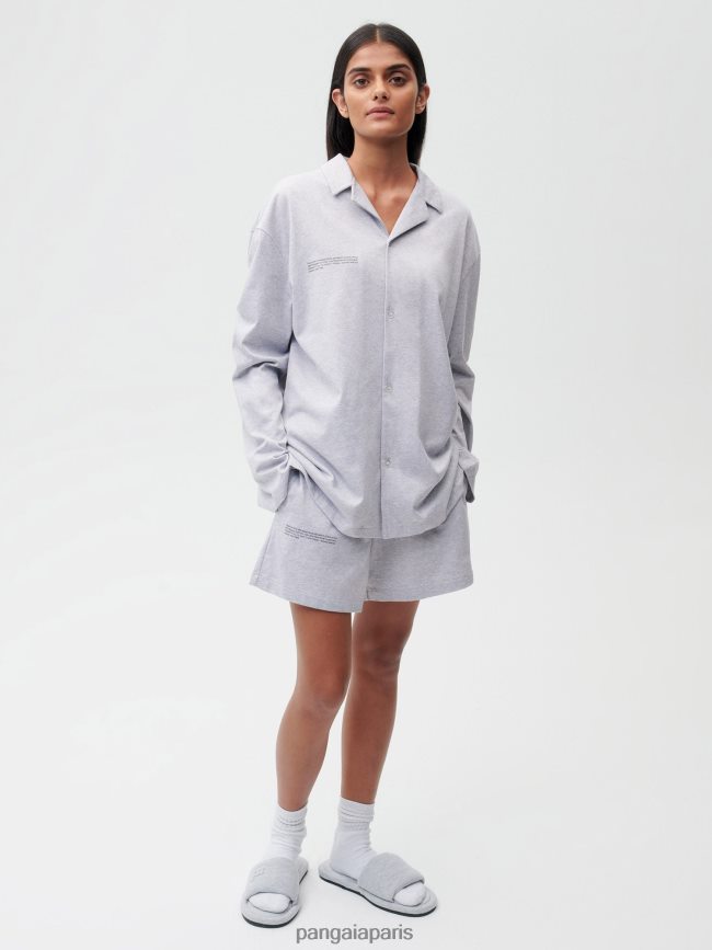 gris chiné Pangaia vêtements femmes DH84F0275 short ample de pyjama en coton biologique avec c-fiber