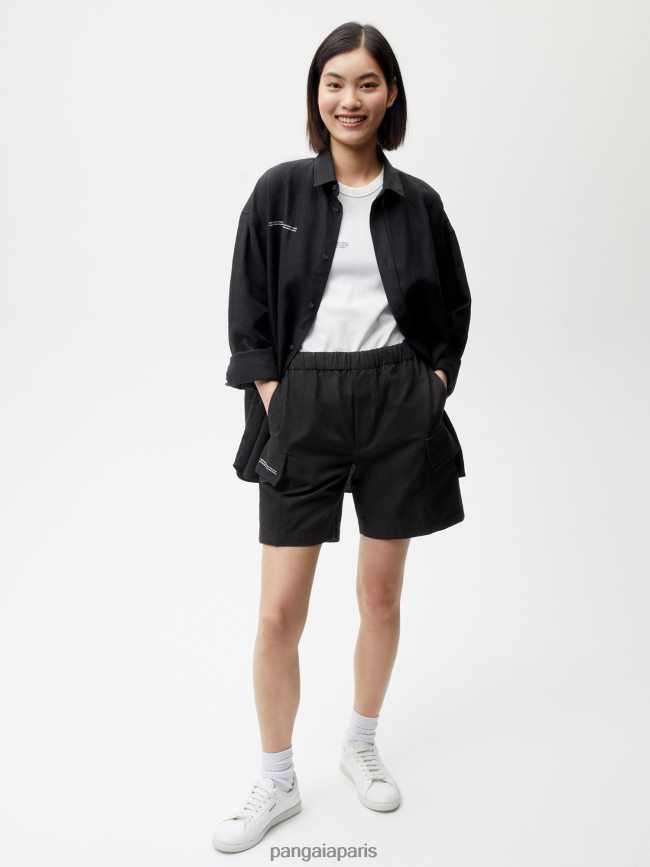 noir Pangaia vêtements femmes DH84F0266 short cargo en coton bio mélangé