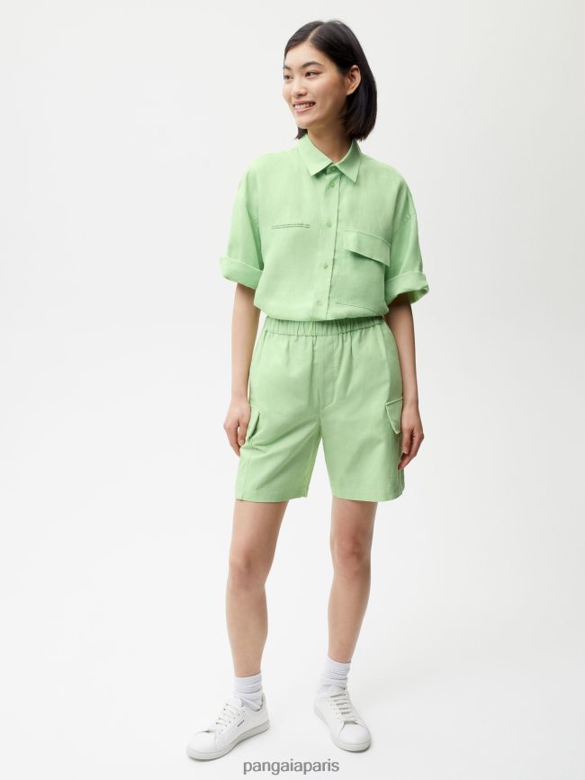 pistache Pangaia vêtements femmes DH84F0268 short cargo en coton bio mélangé