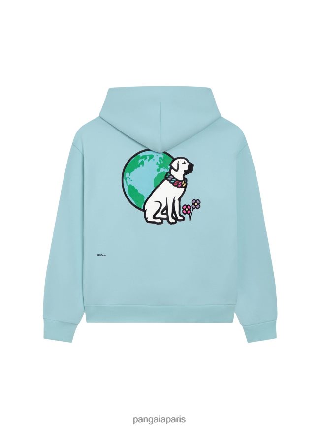 bleu céleste Pangaia vêtements femmes DH84F057 x victor victor signature sweat à capuche