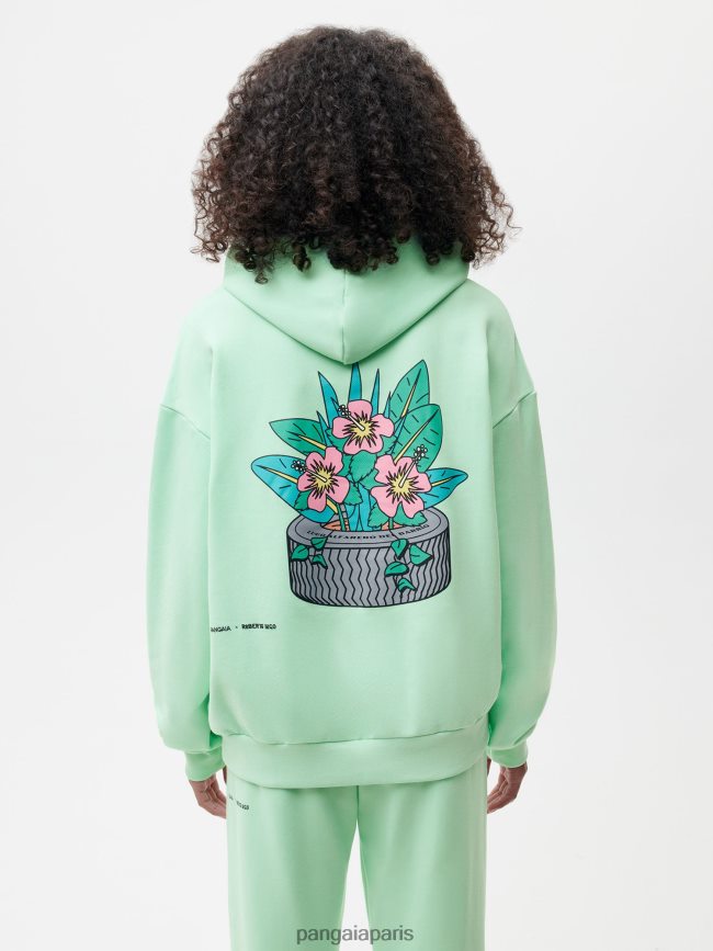 bleu lagon Pangaia vêtements femmes DH84F061 sweat à capuche x roberto lugo 365