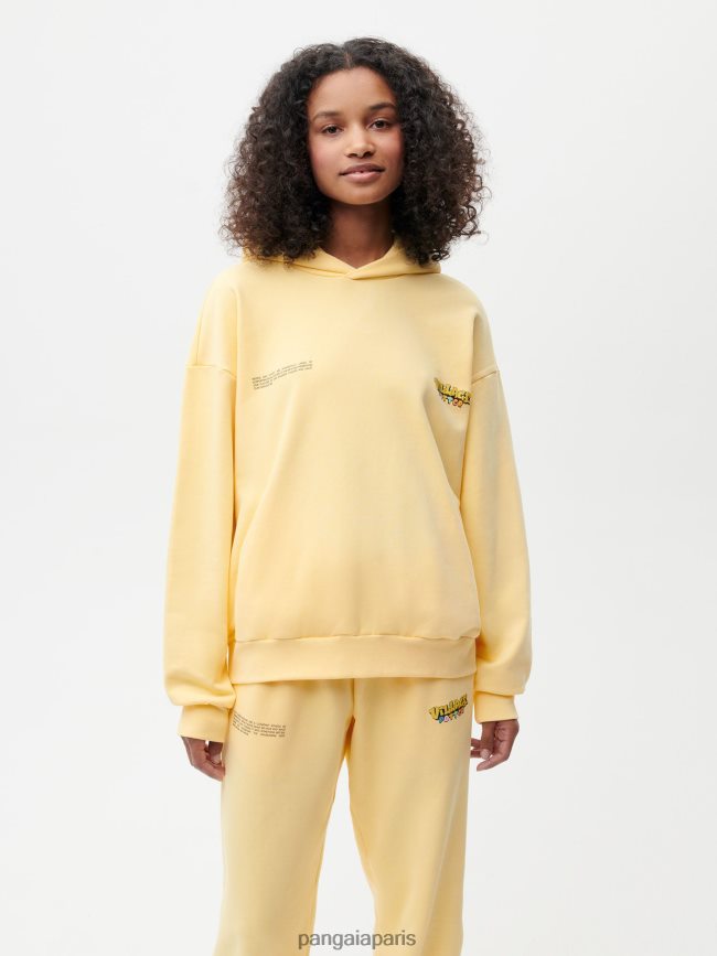 bouton d'or jaune Pangaia vêtements femmes DH84F064 sweat à capuche x roberto lugo 365