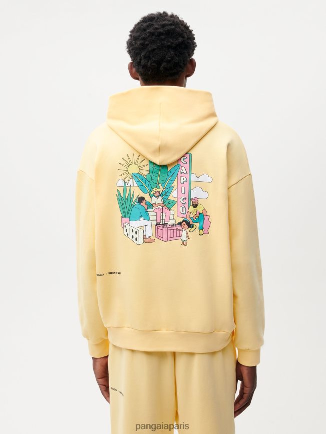 bouton d'or jaune Pangaia vêtements femmes DH84F064 sweat à capuche x roberto lugo 365
