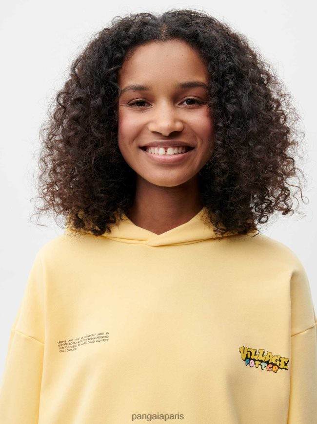 bouton d'or jaune Pangaia vêtements femmes DH84F064 sweat à capuche x roberto lugo 365
