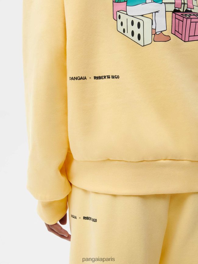 bouton d'or jaune Pangaia vêtements femmes DH84F064 sweat à capuche x roberto lugo 365