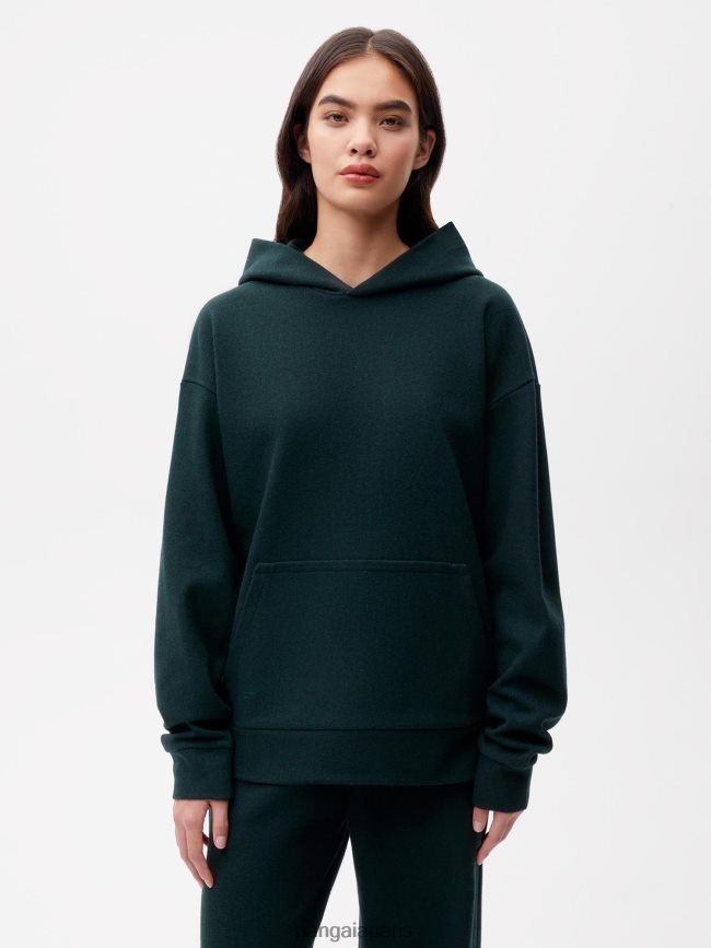 feuillage vert Pangaia vêtements femmes DH84F071 sweat à capuche en jersey de laine recyclée