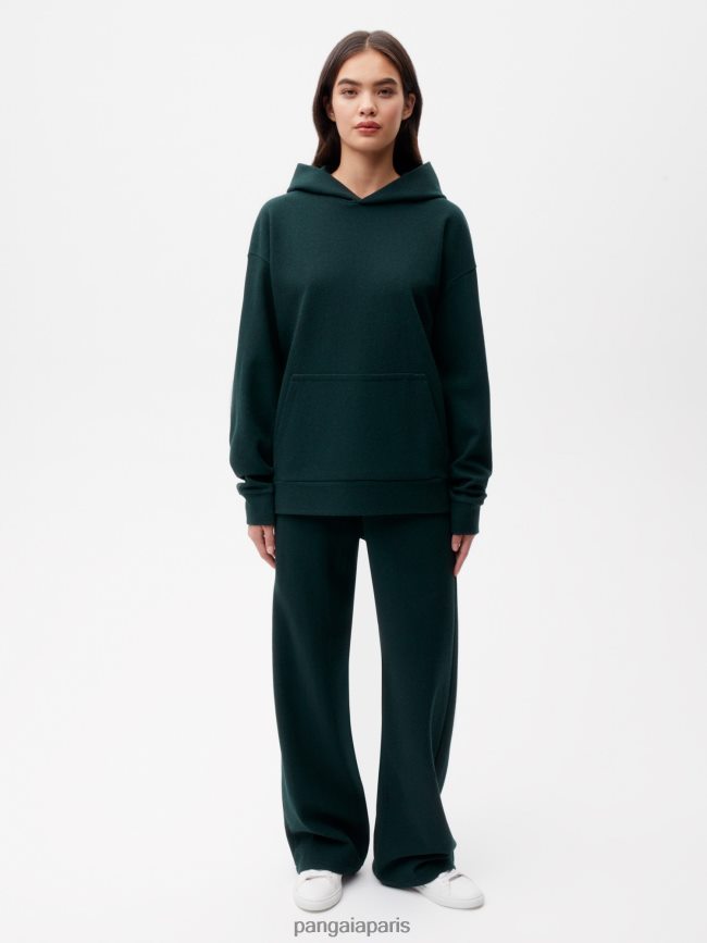 feuillage vert Pangaia vêtements femmes DH84F071 sweat à capuche en jersey de laine recyclée