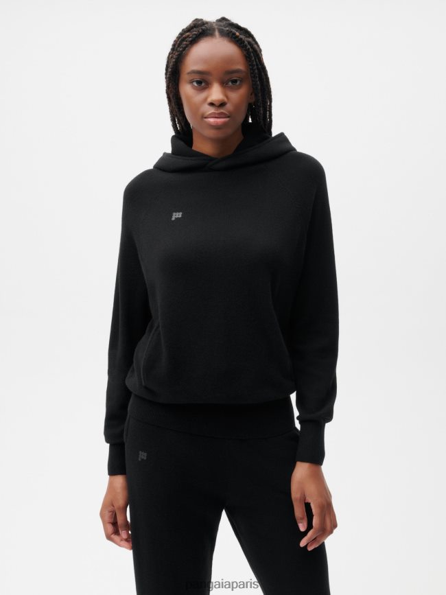 noir Pangaia vêtements femmes DH84F042 sweat à capuche en cachemire recyclé