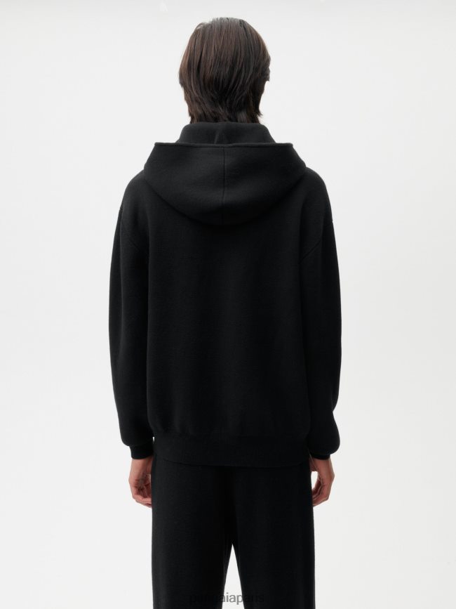 noir Pangaia vêtements femmes DH84F044 sweat à capuche zippé en cachemire recyclé