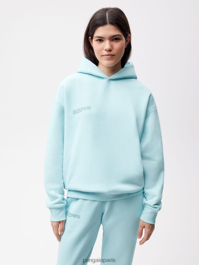 poudre bleue Pangaia vêtements femmes DH84F035 sweat à capuche signature