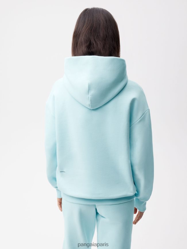 poudre bleue Pangaia vêtements femmes DH84F035 sweat à capuche signature