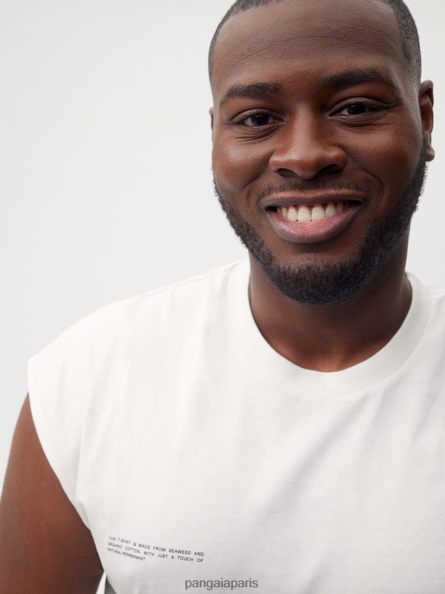 blanc cassé Pangaia vêtements femmes DH84F0165 t-shirt à épaules courtes en coton biologique avec âme en fibre c