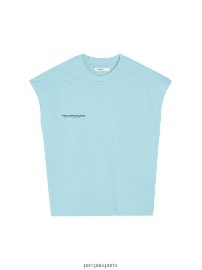 bleu céleste Pangaia vêtements femmes DH84F0180 pprmint t-shirt à épaules courtes en coton bio core