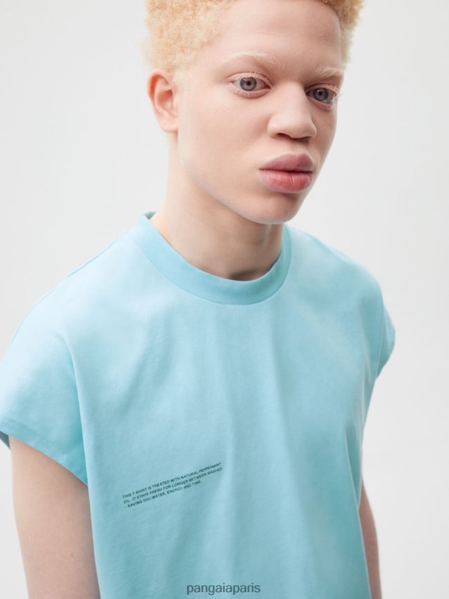 bleu céleste Pangaia vêtements femmes DH84F0180 pprmint t-shirt à épaules courtes en coton bio core