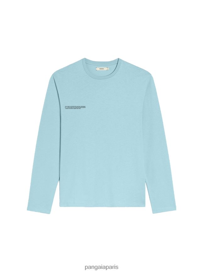 bleu céleste Pangaia vêtements femmes DH84F0213 pprmint t-shirt manches longues en coton bio core