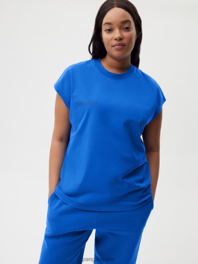 bleu cobalt Pangaia vêtements femmes DH84F0183 pprmint t-shirt à épaules courtes en coton bio core