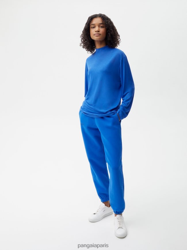 bleu cobalt Pangaia vêtements femmes DH84F0203 c - t-shirt à manches longues en pure fibre