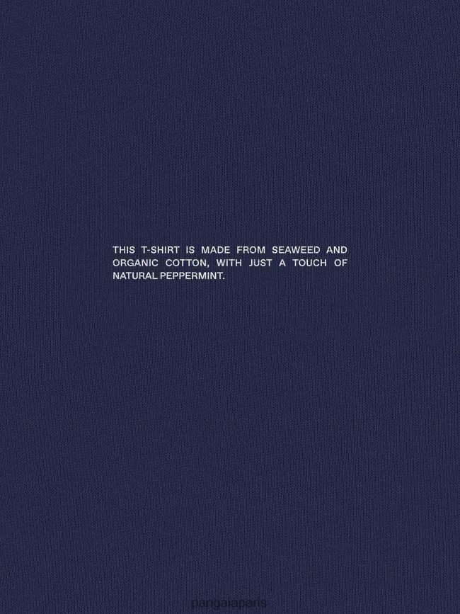 bleu marine Pangaia vêtements femmes DH84F0191 t-shirt à épaules courtes en coton biologique avec âme en fibre c