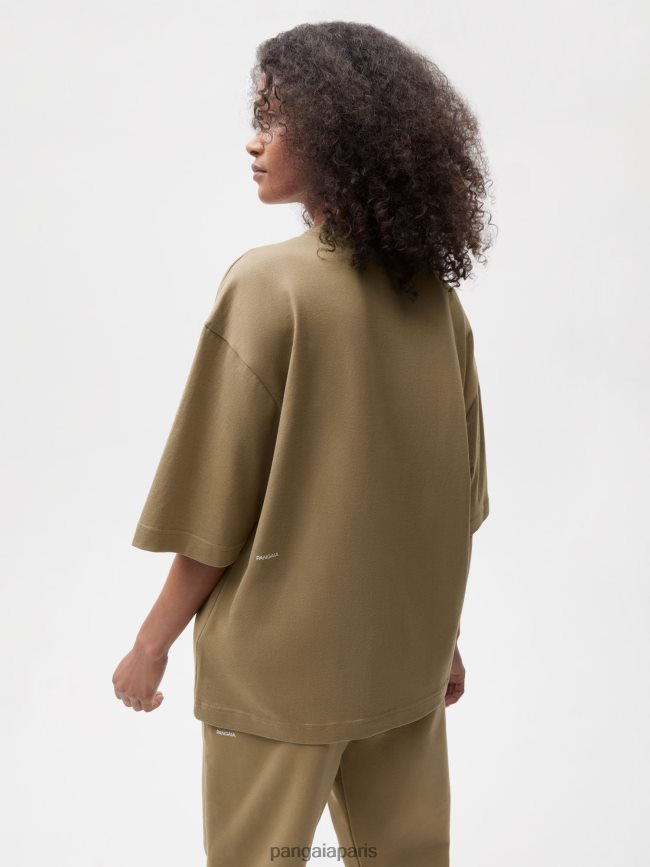 brun carbone Pangaia vêtements femmes DH84F0212 en conversion t-shirt boxy en coton