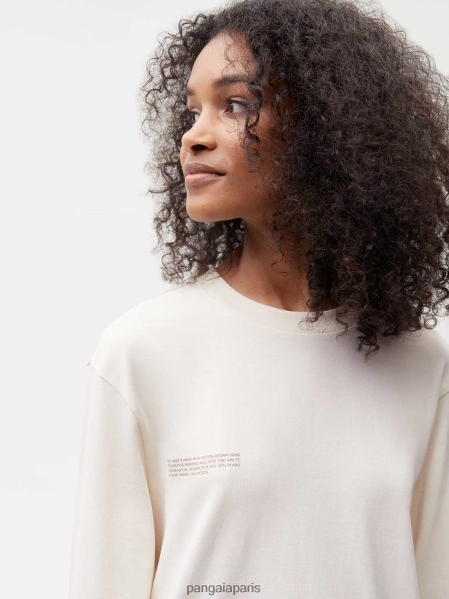 coton blanc Pangaia vêtements femmes DH84F0130 en conversion t-shirt à manches longues en coton