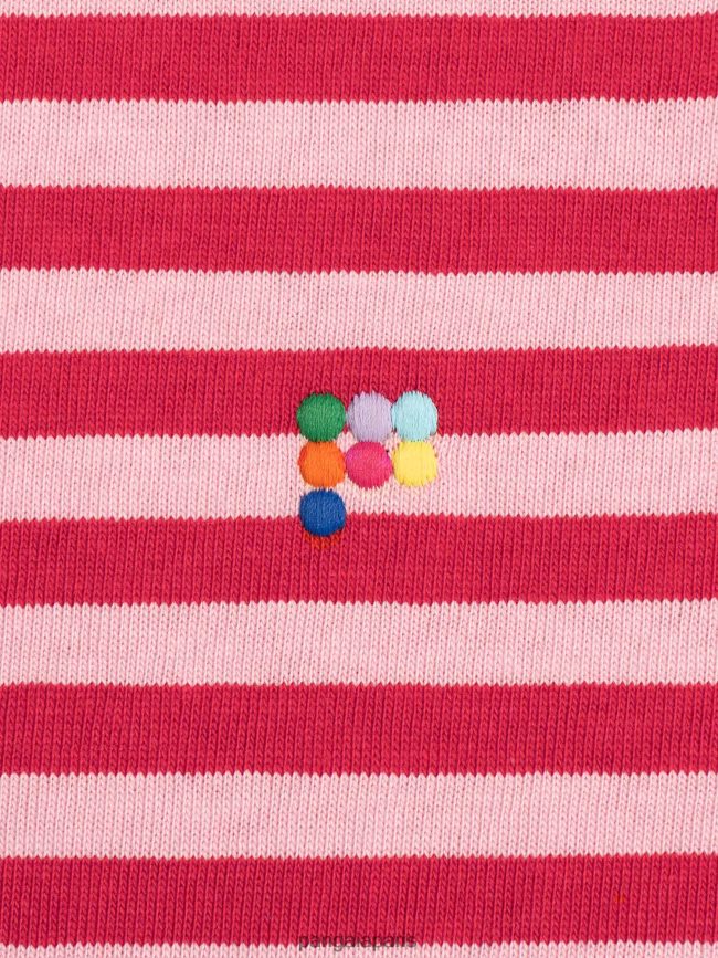 jaspe rouge Pangaia vêtements femmes DH84F0207 t-shirt boxy à rayures en coton recyclé