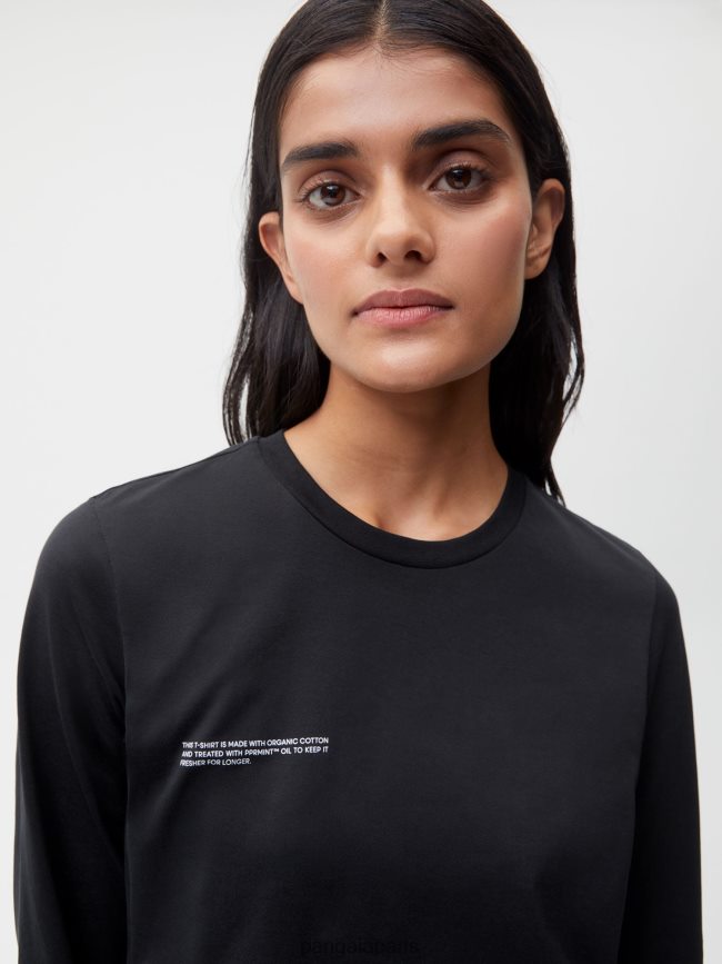 noir Pangaia vêtements femmes DH84F0126 t-shirt léger en coton biologique