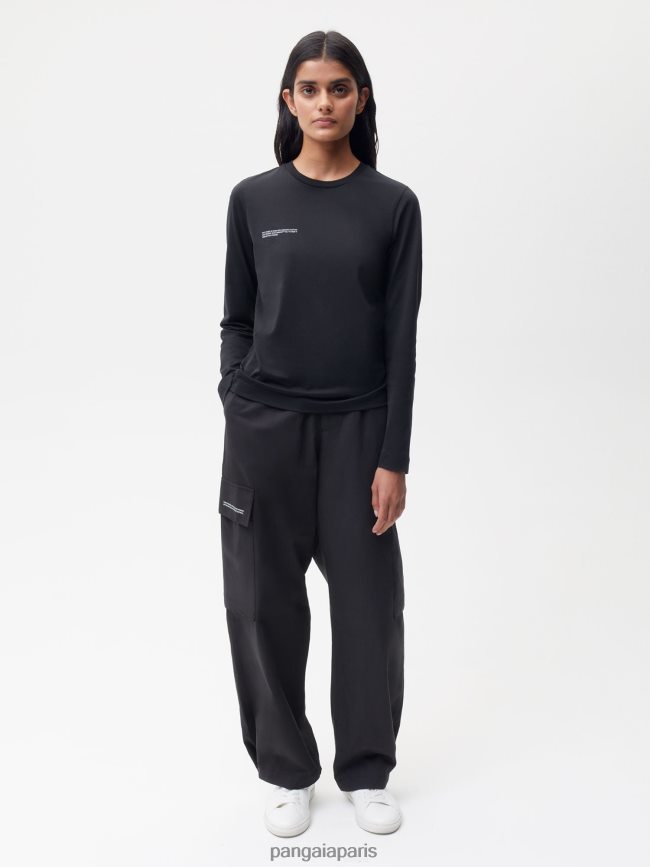 noir Pangaia vêtements femmes DH84F0126 t-shirt léger en coton biologique