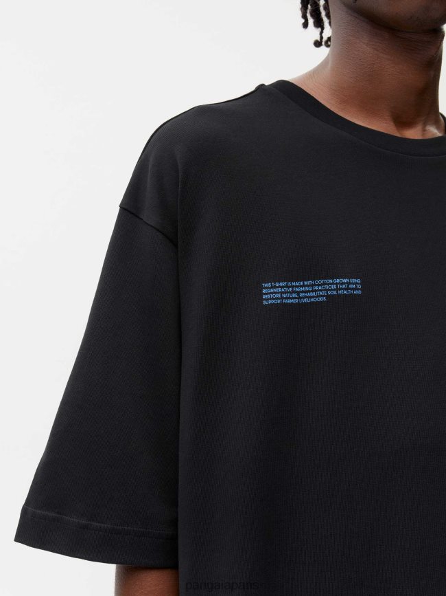 noir Pangaia vêtements femmes DH84F0129 en conversion t-shirt boxy en coton