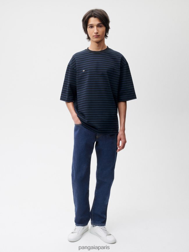 noir Pangaia vêtements femmes DH84F0209 t-shirt boxy à rayures en coton recyclé