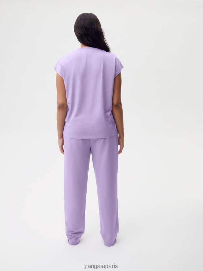 orchidée violette Pangaia vêtements femmes DH84F0159 pprmint t-shirt à épaules courtes en coton bio core