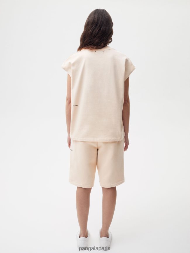 sable Pangaia vêtements femmes DH84F0174 t-shirt à épaules courtes en coton biologique avec âme en fibre c