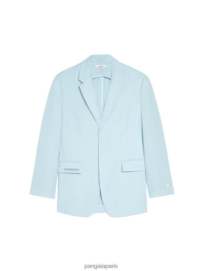 bleu bébé Pangaia vêtements femmes DH84F0459 blazer ajusté en lin aloe