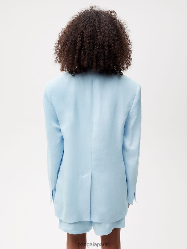 bleu bébé Pangaia vêtements femmes DH84F0459 blazer ajusté en lin aloe