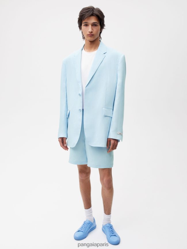 bleu bébé Pangaia vêtements femmes DH84F0459 blazer ajusté en lin aloe