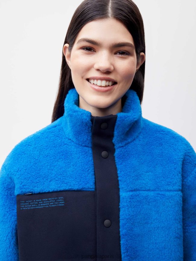 bleu céruléen Pangaia vêtements femmes DH84F0480 veste polaire en laine recyclée