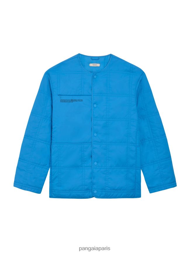 bleu céruléen Pangaia vêtements femmes DH84F0491 veste sans col matelassée flwrdwn