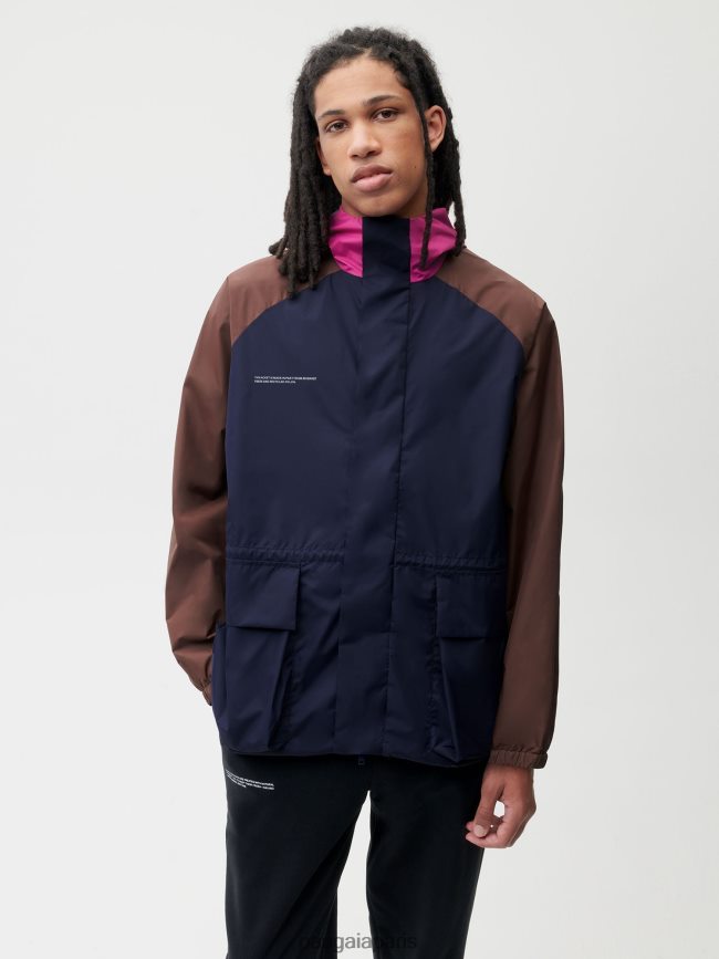 bleu marine Pangaia vêtements femmes DH84F0481 veste color block en nylon recyclé