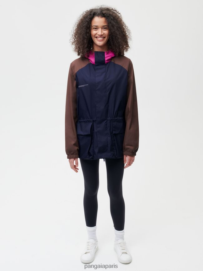 bleu marine Pangaia vêtements femmes DH84F0481 veste color block en nylon recyclé