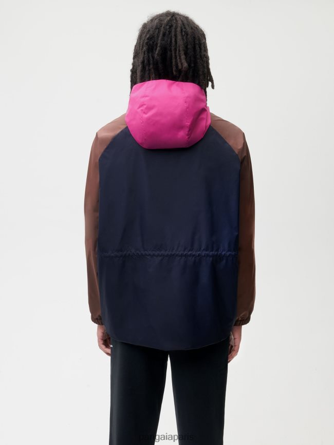 bleu marine Pangaia vêtements femmes DH84F0481 veste color block en nylon recyclé