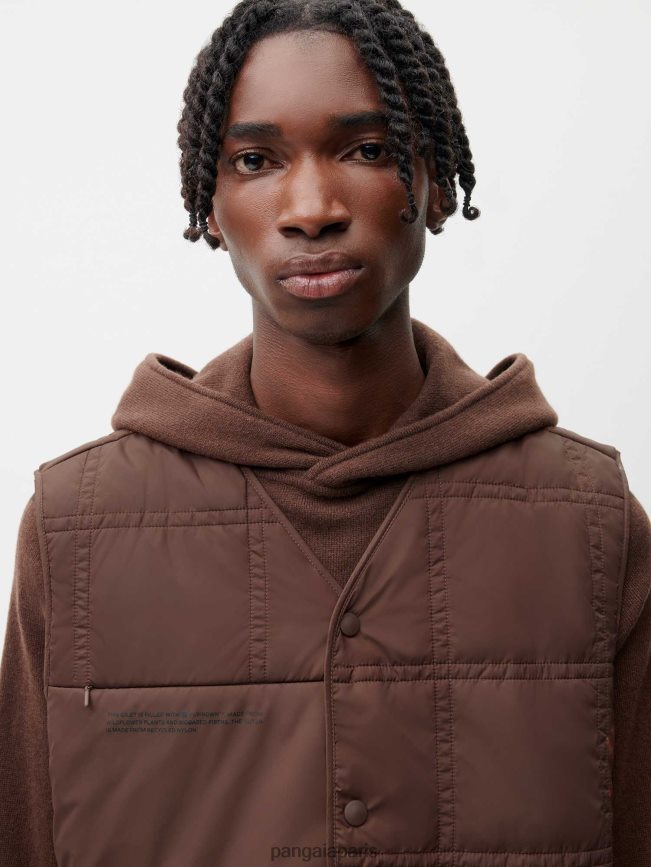 marron Pangaia vêtements femmes DH84F0455 gilet matelassé flwrdwn