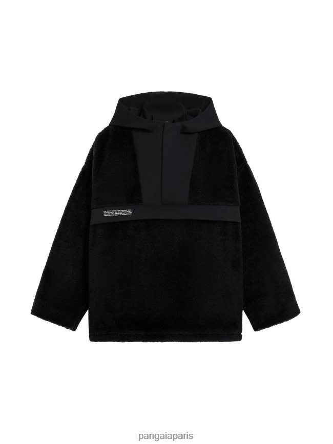 noir Pangaia vêtements femmes DH84F0448 veste demi-zip en polaire de laine recyclée