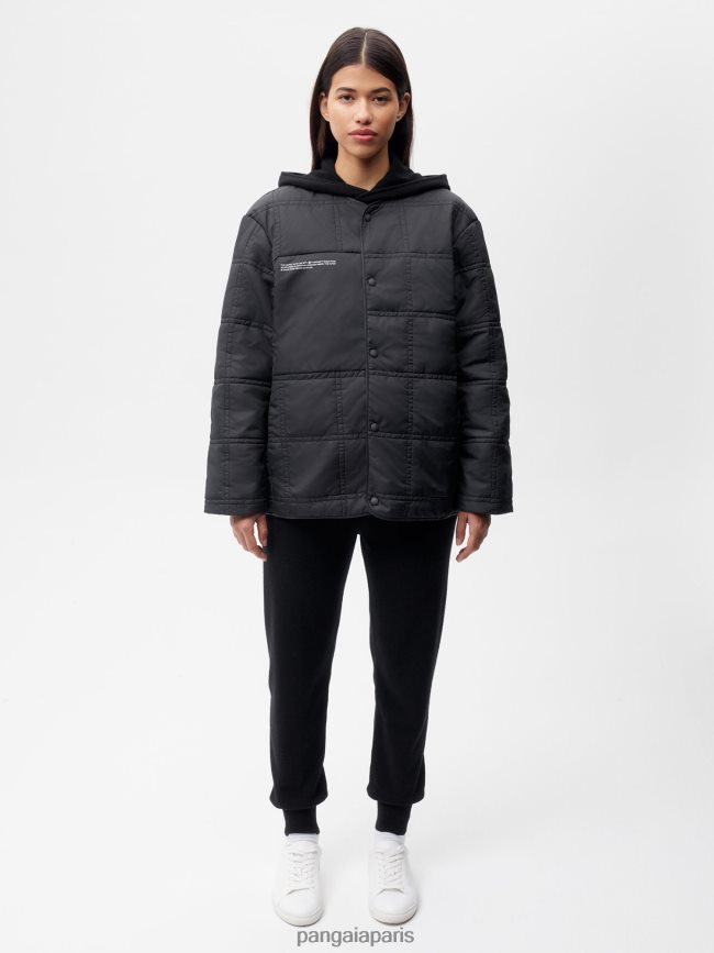 noir Pangaia vêtements femmes DH84F0453 veste sans col matelassée flwrdwn
